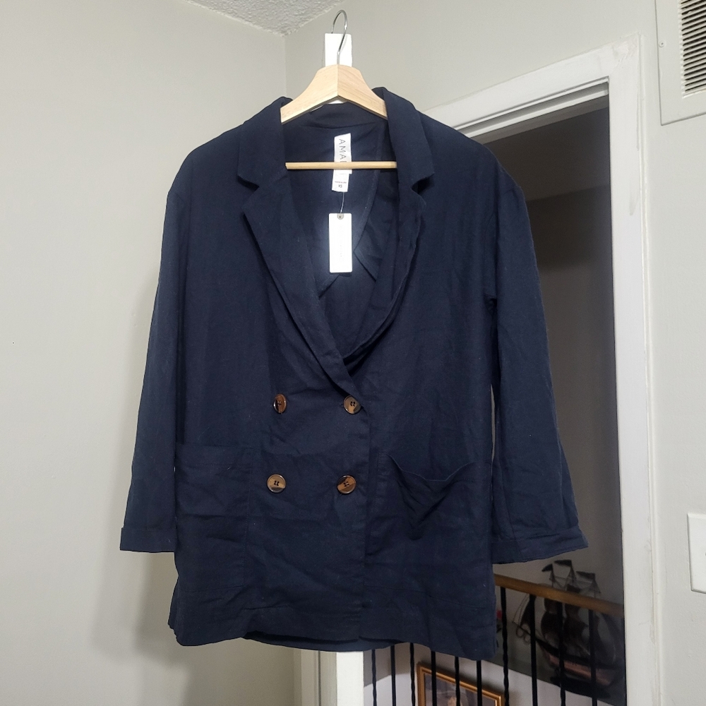 Navy Double-Breasted Women's Blazer